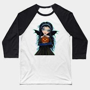 October Woods Cute Big Eye Vampire Art Baseball T-Shirt